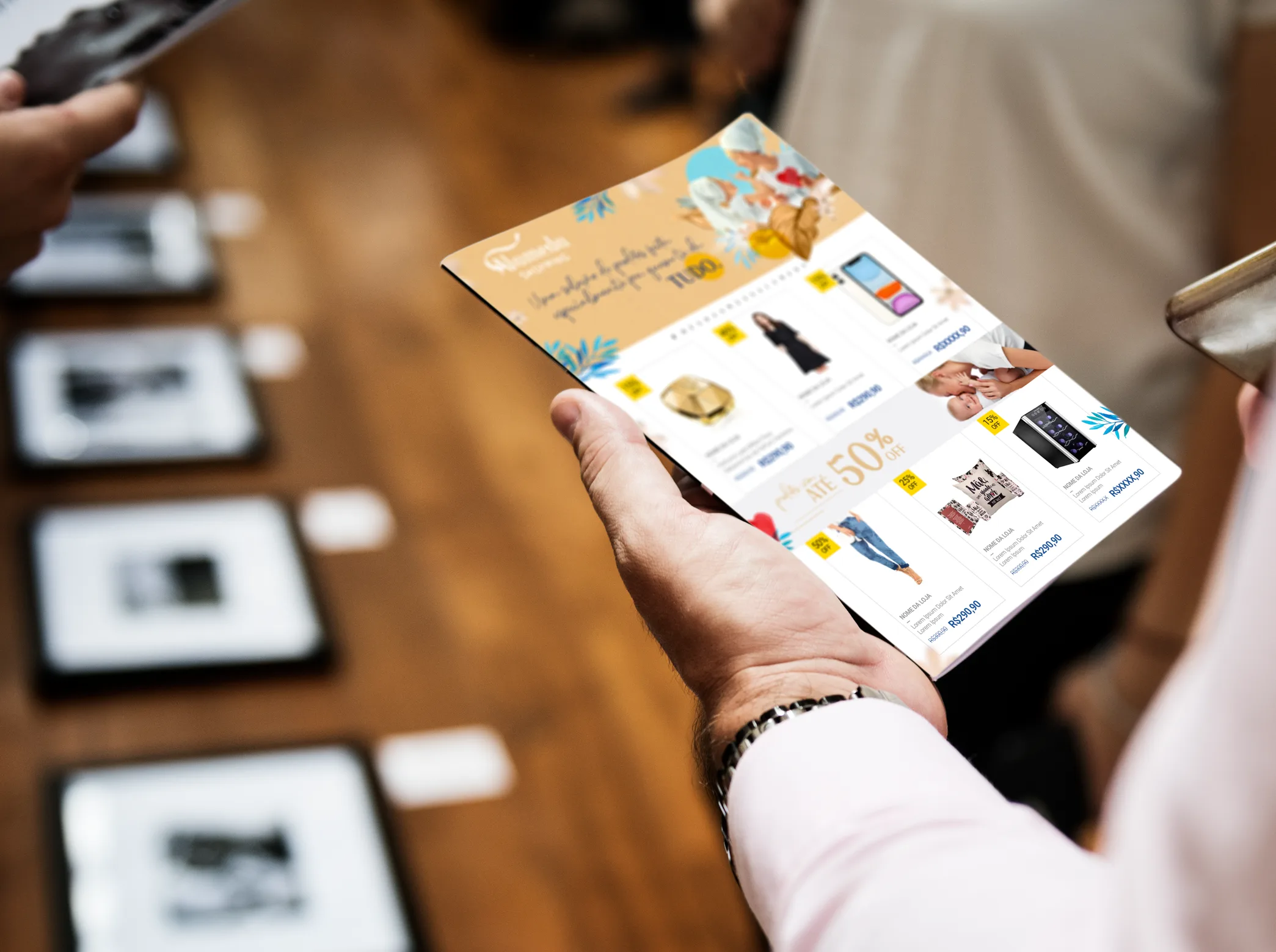 Printed offers catalog in a customer's hands