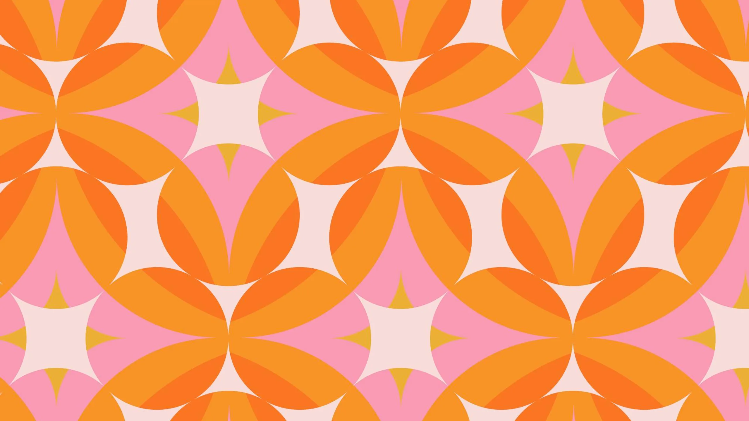 Padrão gráfico retrô em laranja e rosa
