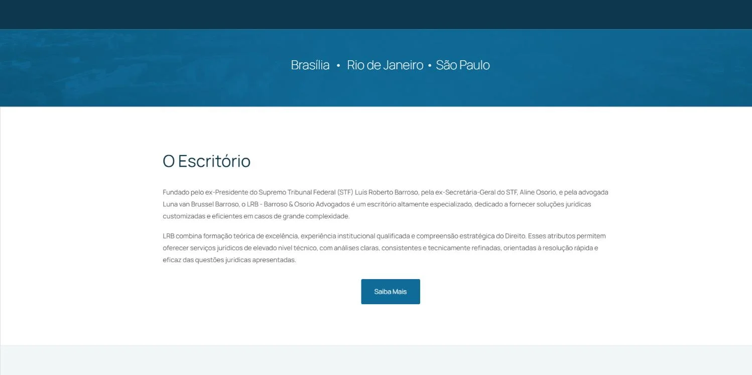 Website sections: about, team, practice areas, publications and contact