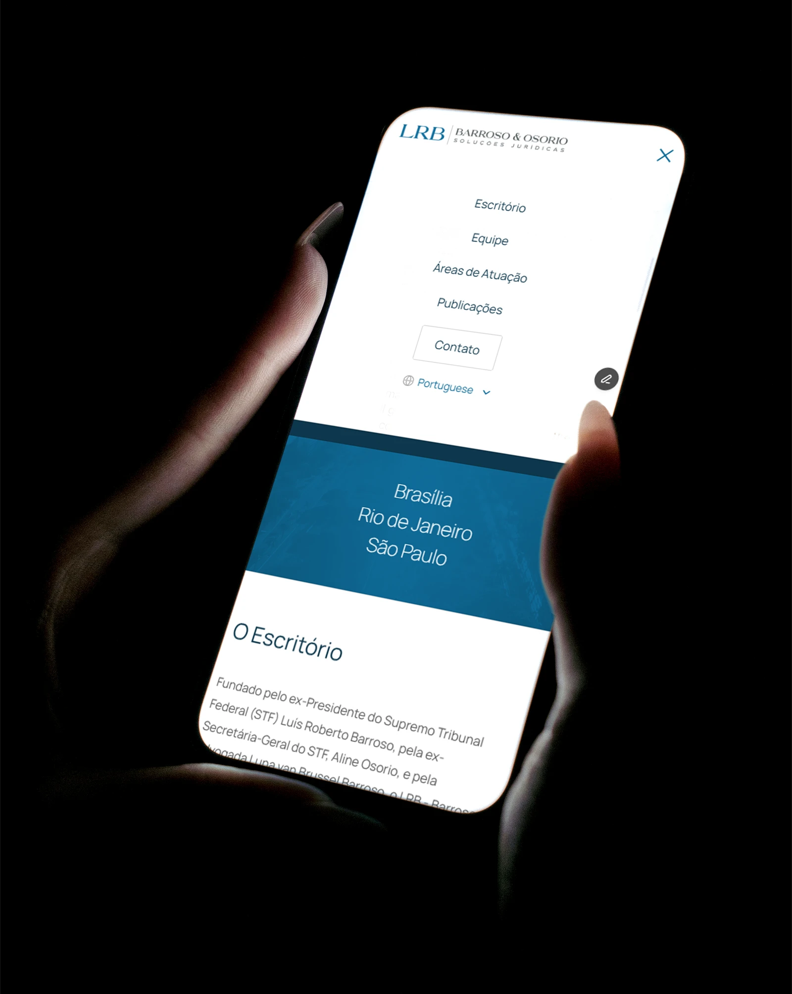 LRB Barroso & Osorio website on a smartphone, fully responsive