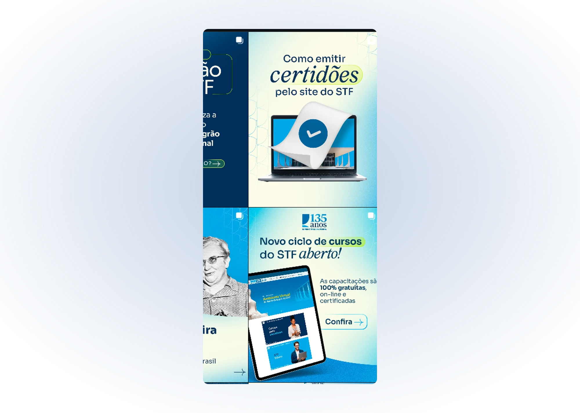 Service posts on the feed: how to issue certificates on the STF website and a new cycle of free courses