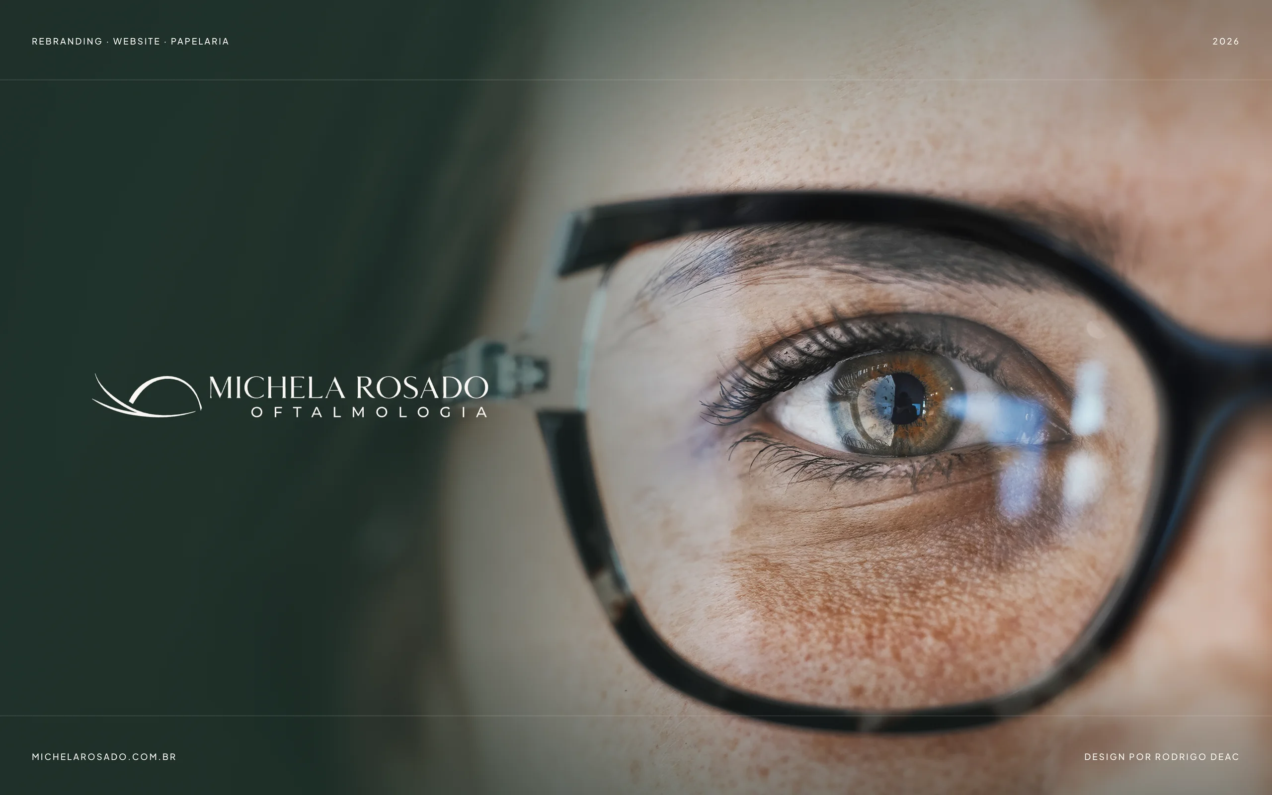 Cover: new Michela Rosado Oftalmologia logo over green duotone photography
